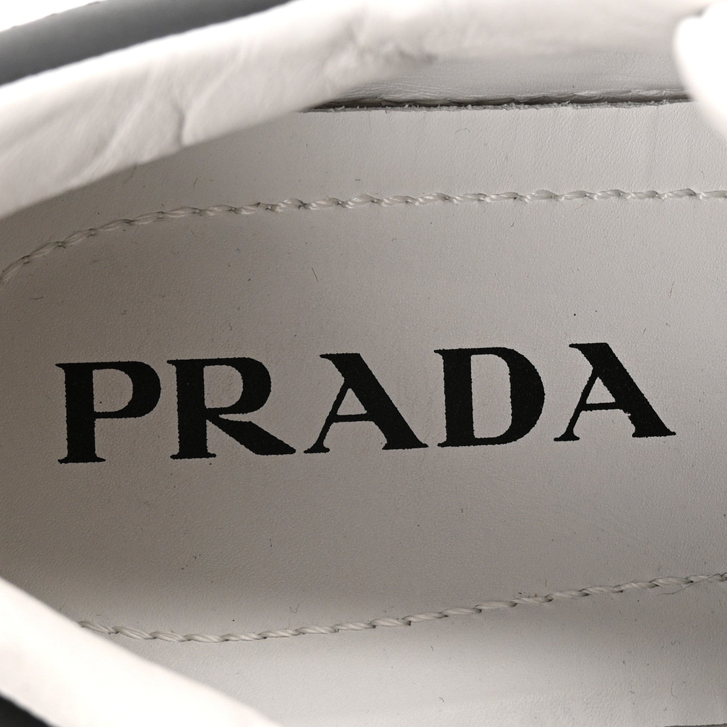 Prada Vitello Soft Womens Low Top Sneakers 37 White Black 8 of 9