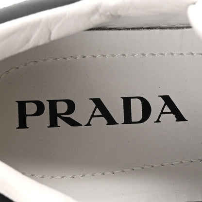 Prada Vitello Soft Womens Low Top Sneakers 37 White Black 8 of 9
