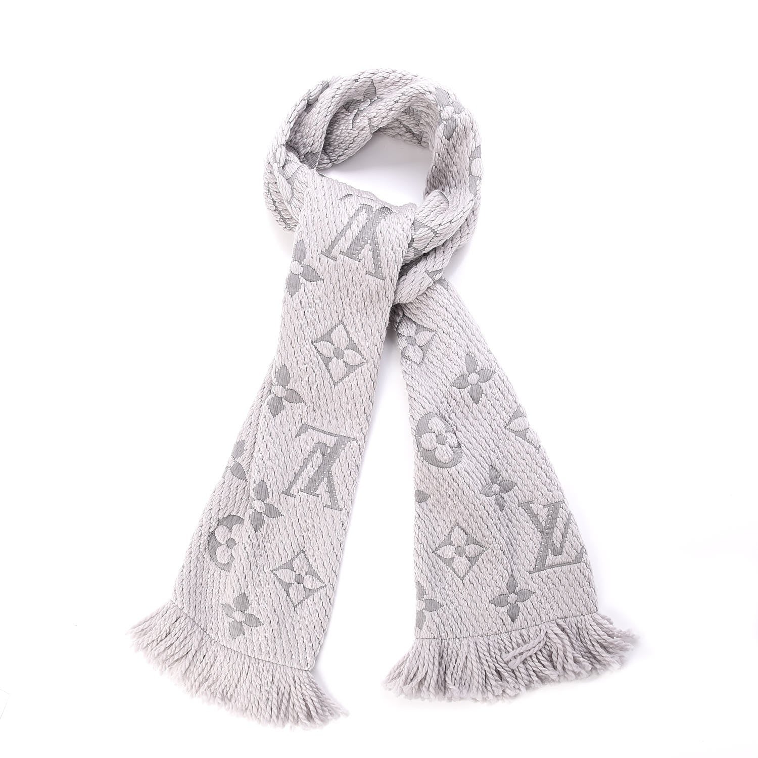 Louis Vuitton Wool Silk Logomania Scarf Pearl Grey 1 of 4