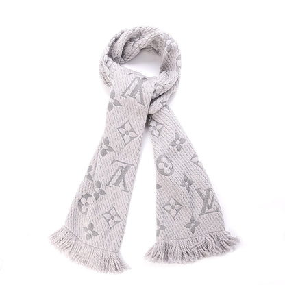 Louis Vuitton Wool Silk Logomania Scarf Pearl Grey 1 of 4