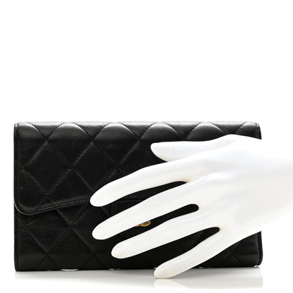 Chanel Lambskin Quilted Large Flap Wallet Black 2 of 8