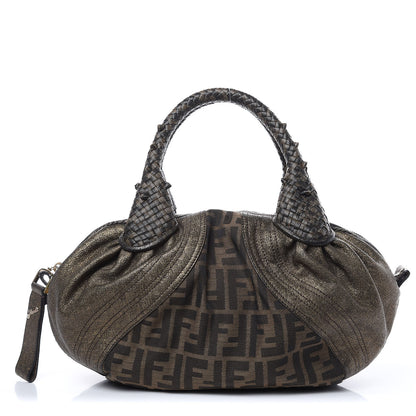 Fendi Zucca Goatskin Spy Bowler Tobacco Bronzo 1 of 10