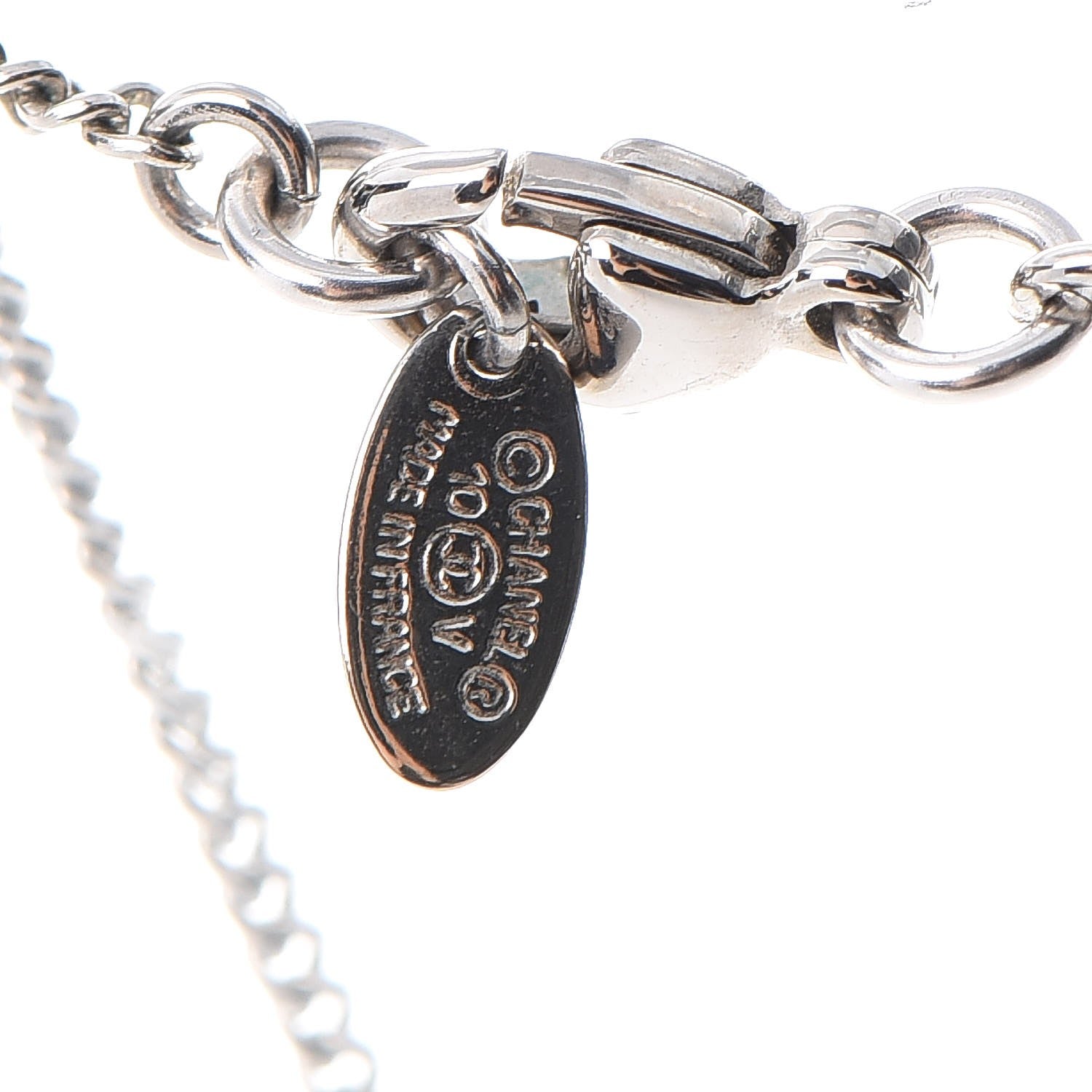 Chanel Crystal Timeless CC Necklace Silver 5 of 7