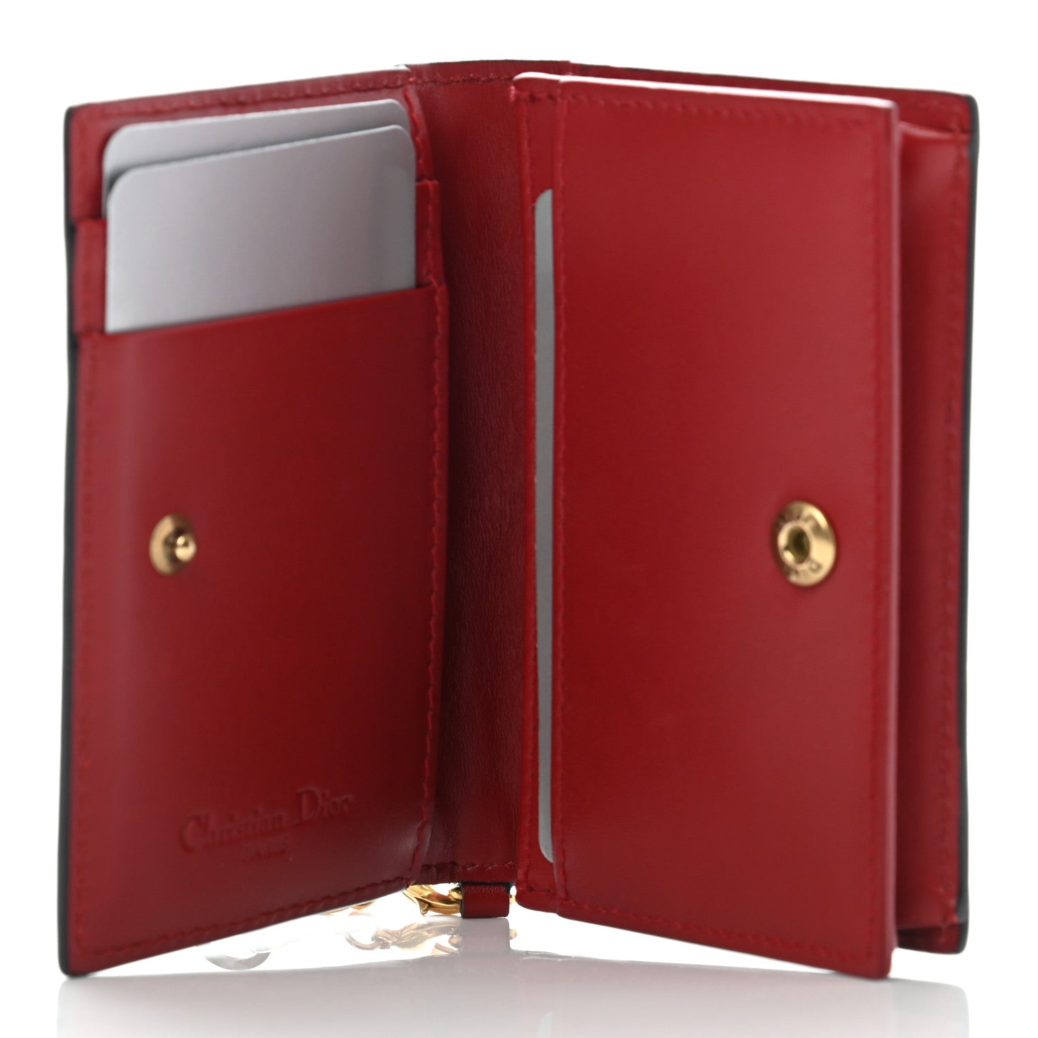 Christian Dior Lambskin Cannage Studded Lady Dior Card Holder Deep Red 5 of 15