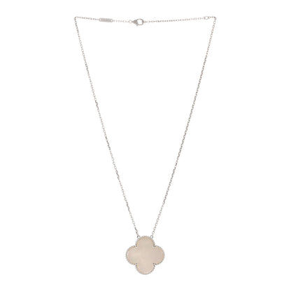 Van Cleef & Arpels 18K White Gold Mother of Pearl Magic Alhambra Pendant Necklace 2 of 4