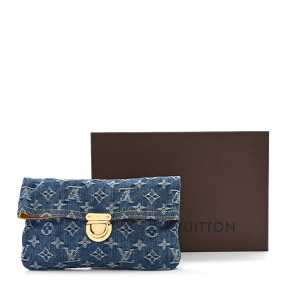 Louis Vuitton Monogram Denim Pochette Plat Clutch Blue 11 of 11