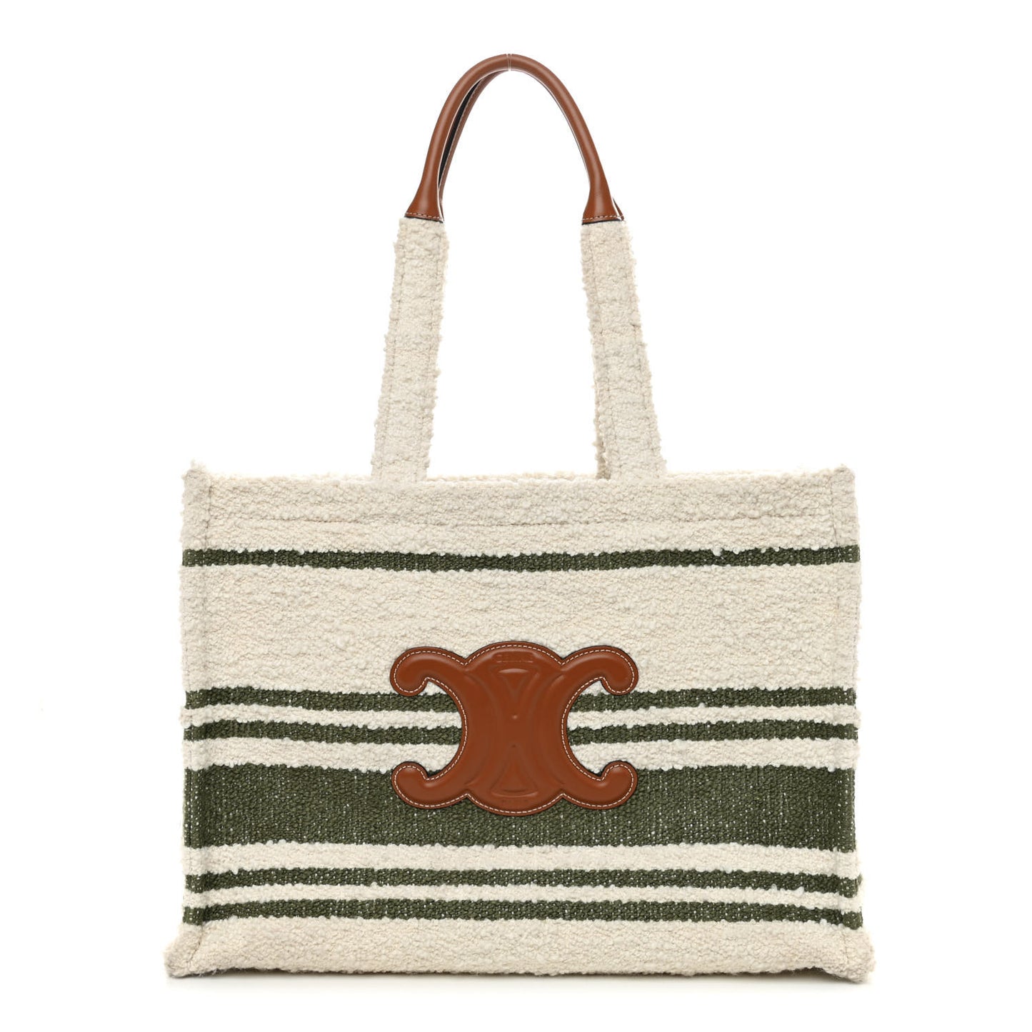 Stripe Triomphe Large Cabas Thais Khaki Tan