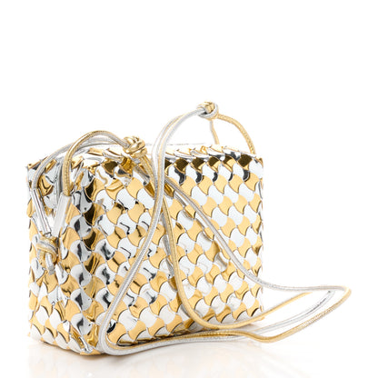 Bottega Veneta Metallic Lambskin Intrecciato Knot Small Loop Camera Bag Silver Gold 3 of 10
