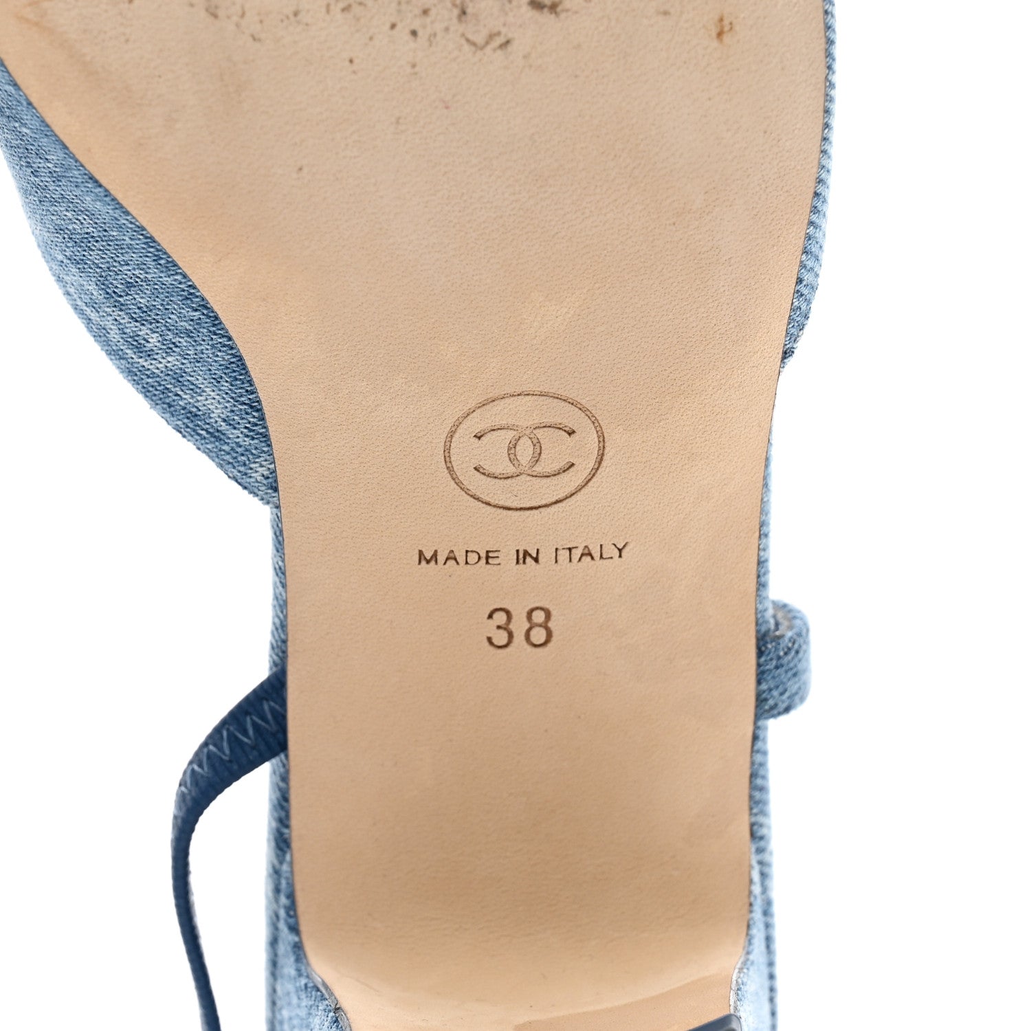 Chanel Denim Cap Toe Denim Slingback Pumps 38 Blue 6 of 9