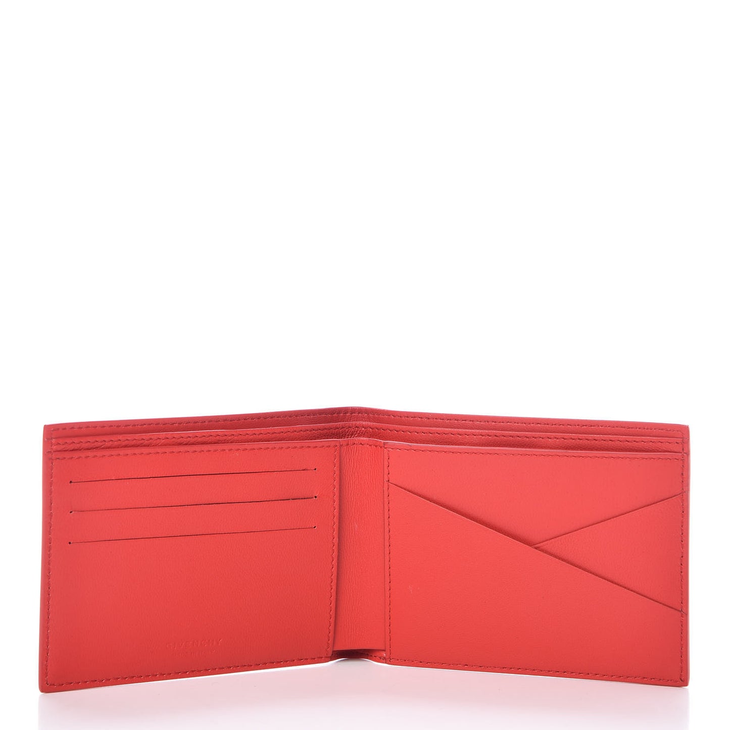 Lambskin Logo Emblem Bi-Fold Wallet Red