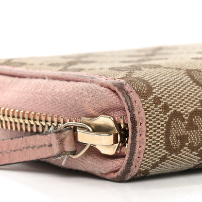 Gucci Monogram Dollar Calfskin Zip Around Compact Wallet Beige Ebony Soft Pink 8 of 9