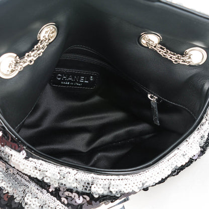 Chanel Sequin Striped Medium Reissue Flap Black Silver 5 of 7