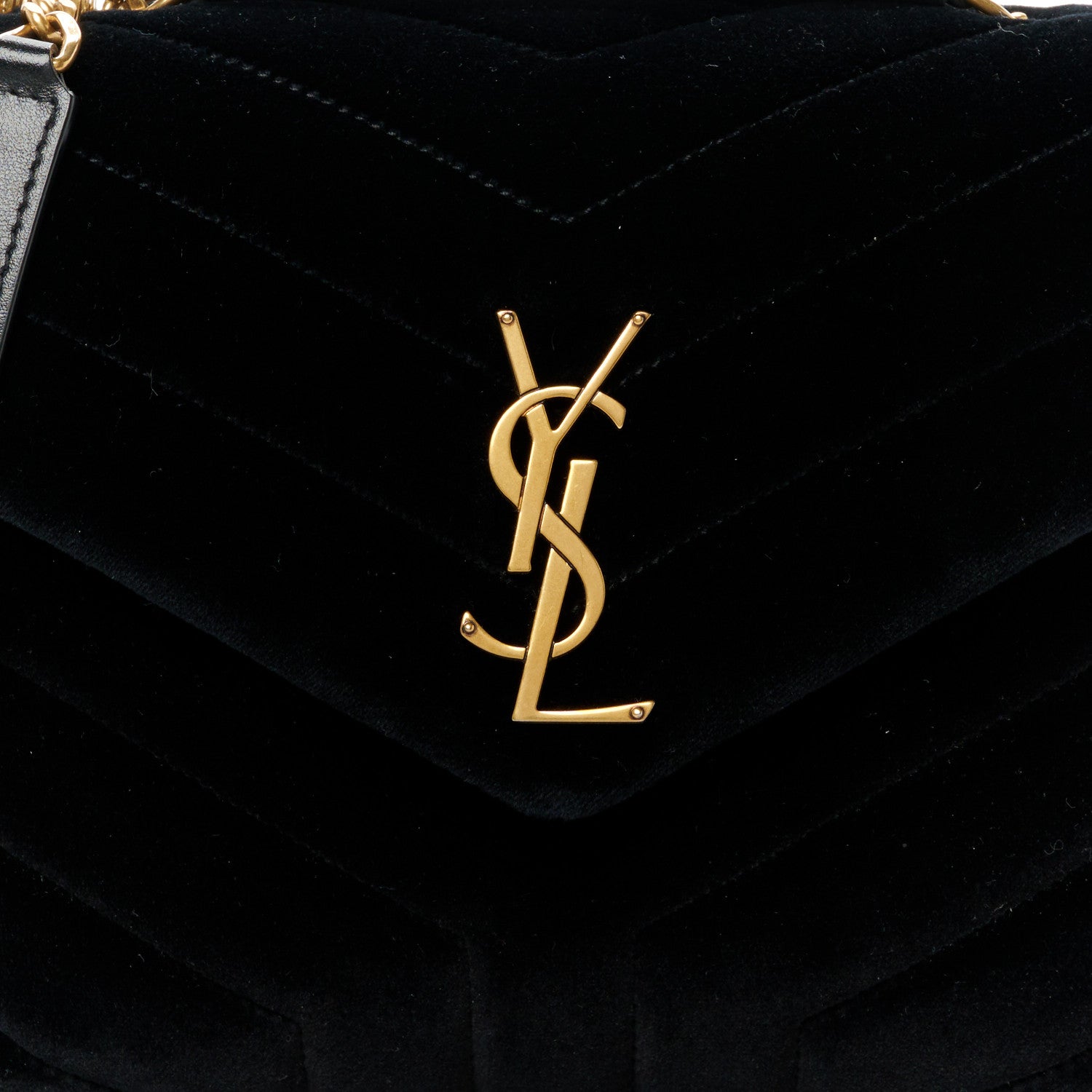 Saint Laurent Velvet Y Quilted Monogram Small Loulou Chain Satchel Black 8 of 10