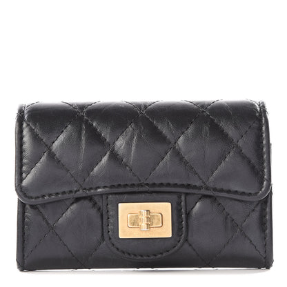 Chanel Aged Calfskin Quilted Reissue Flap Card Holder Black 1 of 11