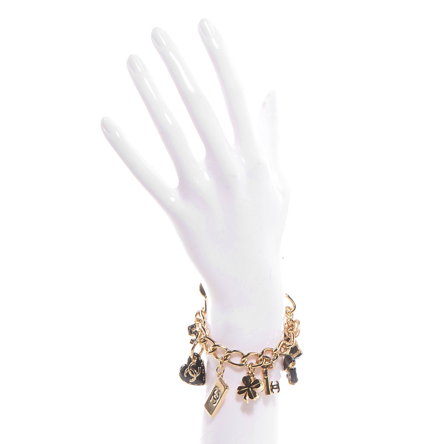 Pearl CC Charm Bracelet Gold