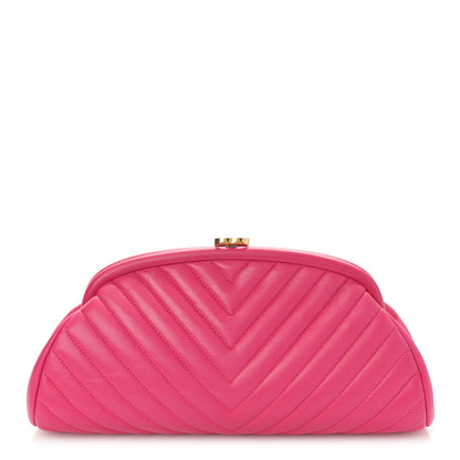 Chanel Lambskin Chevron Quilted Timeless Clutch Dark Pink 1 of 10