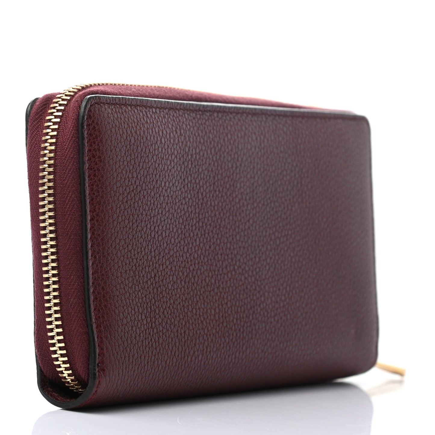 Grainy Calfskin Zumi Zip Around Wallet Vintage Bordeaux