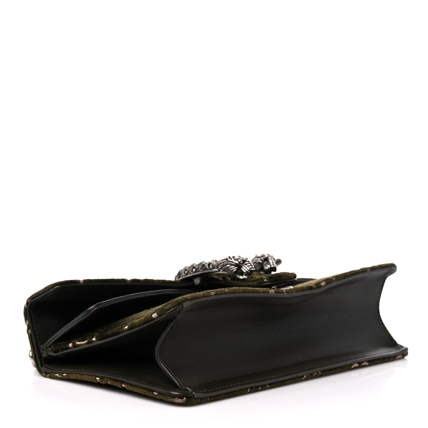 Velvet Moon Calfskin Crystal GG Monogram Small Dionysus Shoulder Bag Dark Olive Rose Gold
