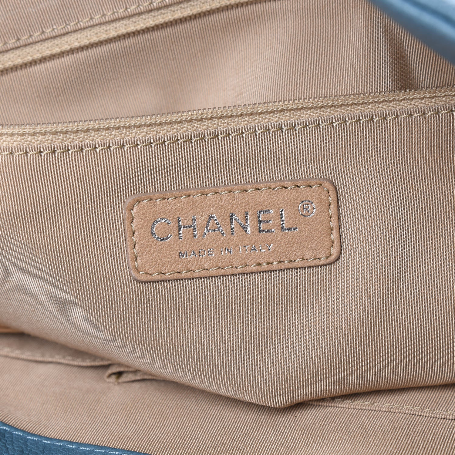 Chanel Caviar Quilted Expandable Zip Shoulder Bag Blue 10 of 12
