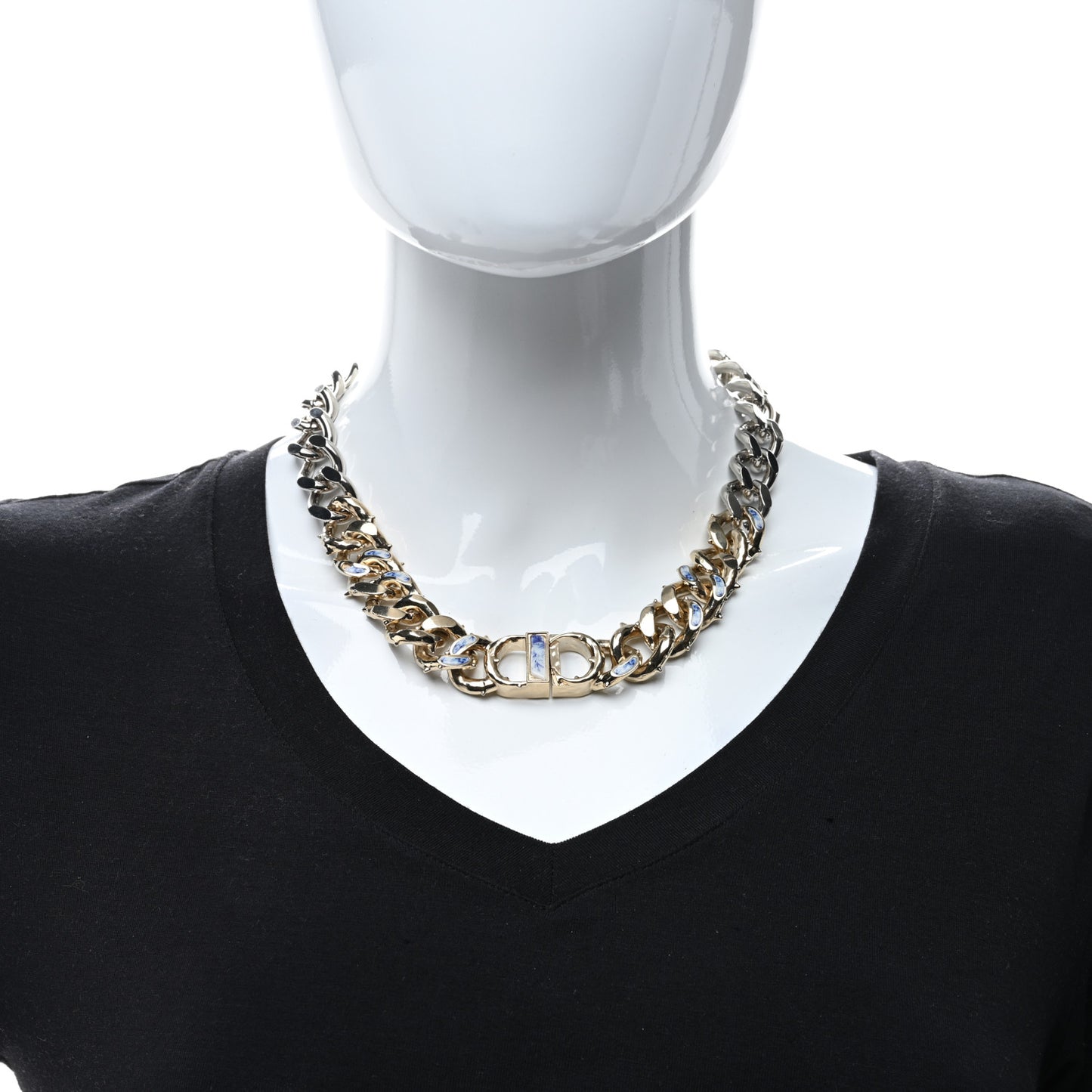 Metal Danseuse Etoile Chain Choker Necklace Gold Silver Blue