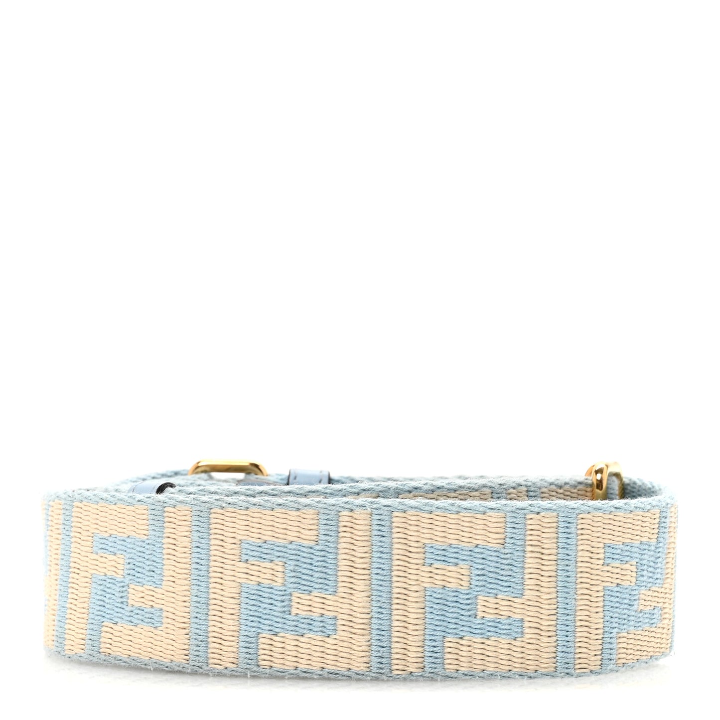 Jacquard Ribbon Vitello King FF Bi-Color Intreccio Adjustable Strap You Azzurro Baby Latte