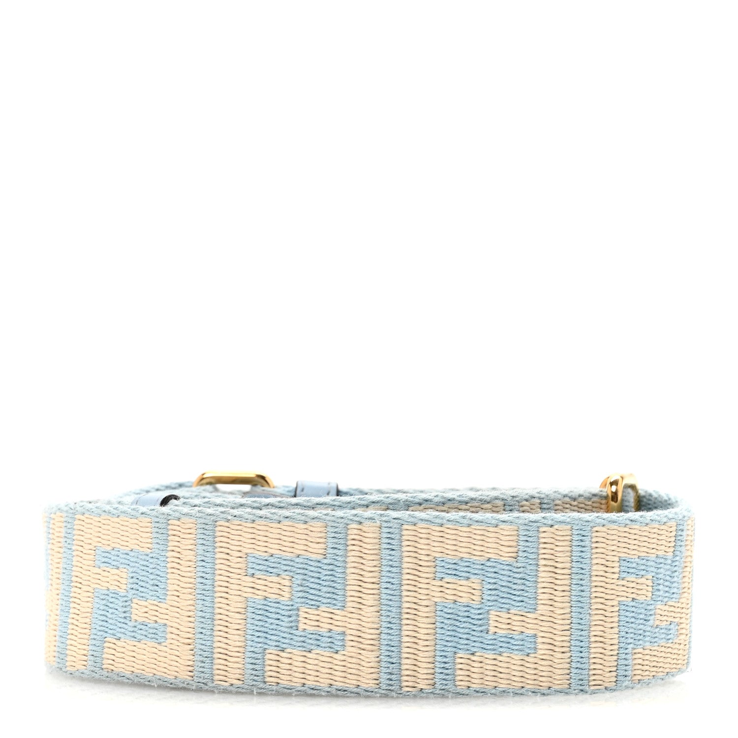 Fendi Jacquard Ribbon Vitello King FF Bi-Color Intreccio Adjustable Strap You Azzurro Baby Latte 2 of 6