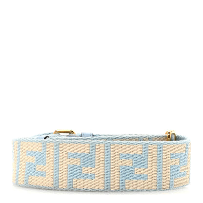 Fendi Jacquard Ribbon Vitello King FF Bi-Color Intreccio Adjustable Strap You Azzurro Baby Latte 2 of 6