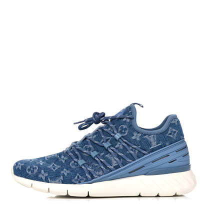 Louis Vuitton Denim Rubber Monogram Fastlane Low Sneakers 7.5 Navy 1 of 10