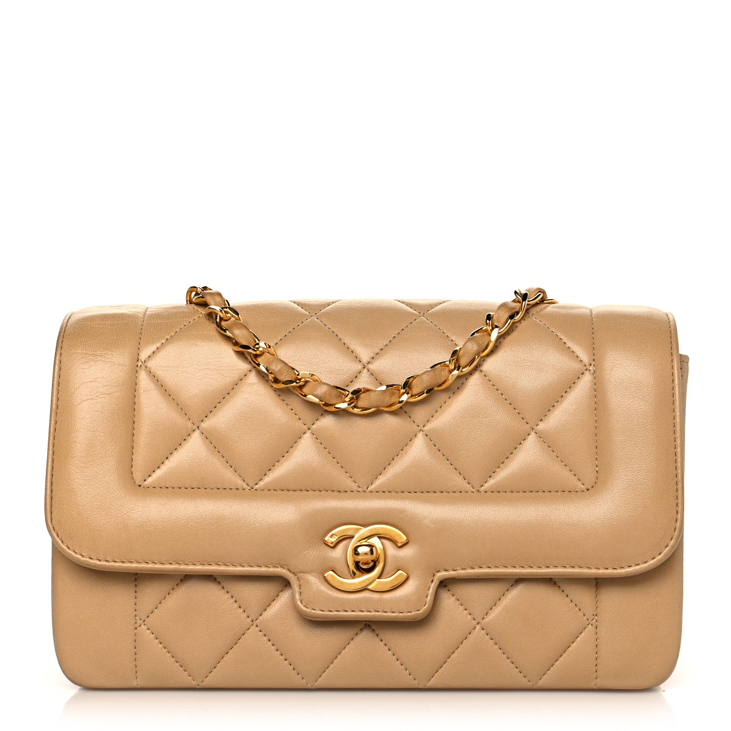 Chanel Lambskin Quilted Small Single Flap Beige 1 of 12