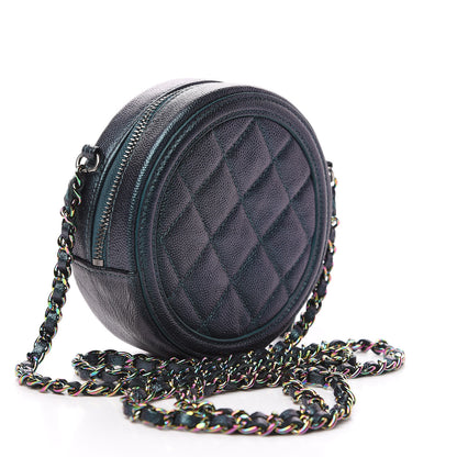 Chanel Iridescent Caviar Quilted Round Filigree Crossbody Dark Turquoise 2 of 10