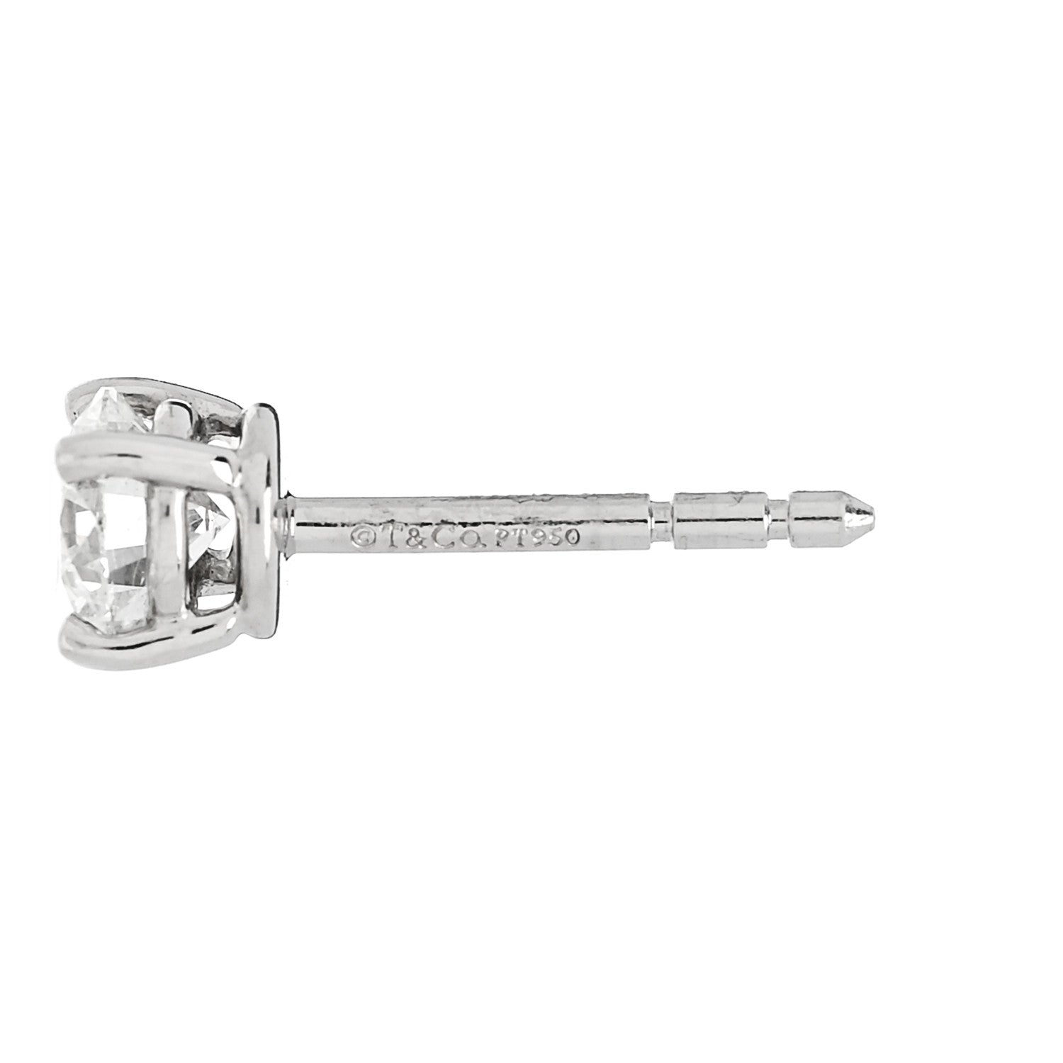 Tiffany Platinum Diamond .92ctw Round Solitaire Earrings 4 of 6