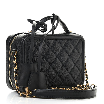 Chanel Caviar Quilted Small CC Filigree Vanity Case Black 3 of 11