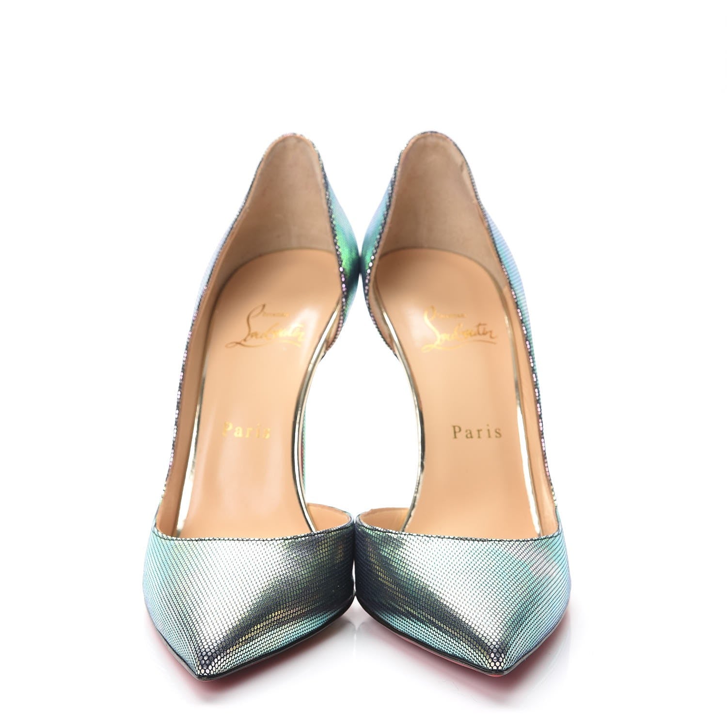 Christian Louboutin Tissu Scarabe Specchio Iriza 100 Pumps 40 Digital Silver 2 of 8