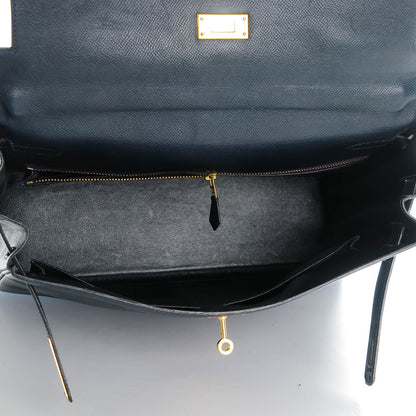 Hermes Courchevel Kelly Retourne 35 Bleu Marine 7 of 27
