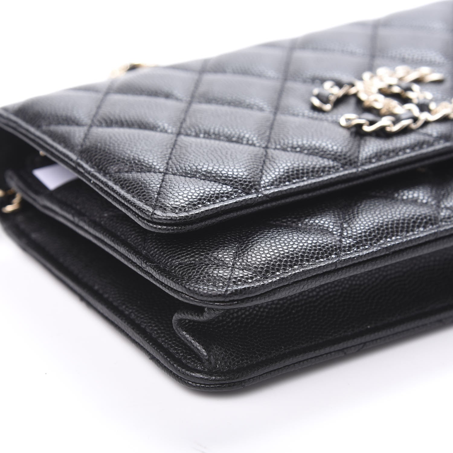Chanel Caviar Quilted French New Wave Chain CC Wallet On Chain WOC Black 10 of 12