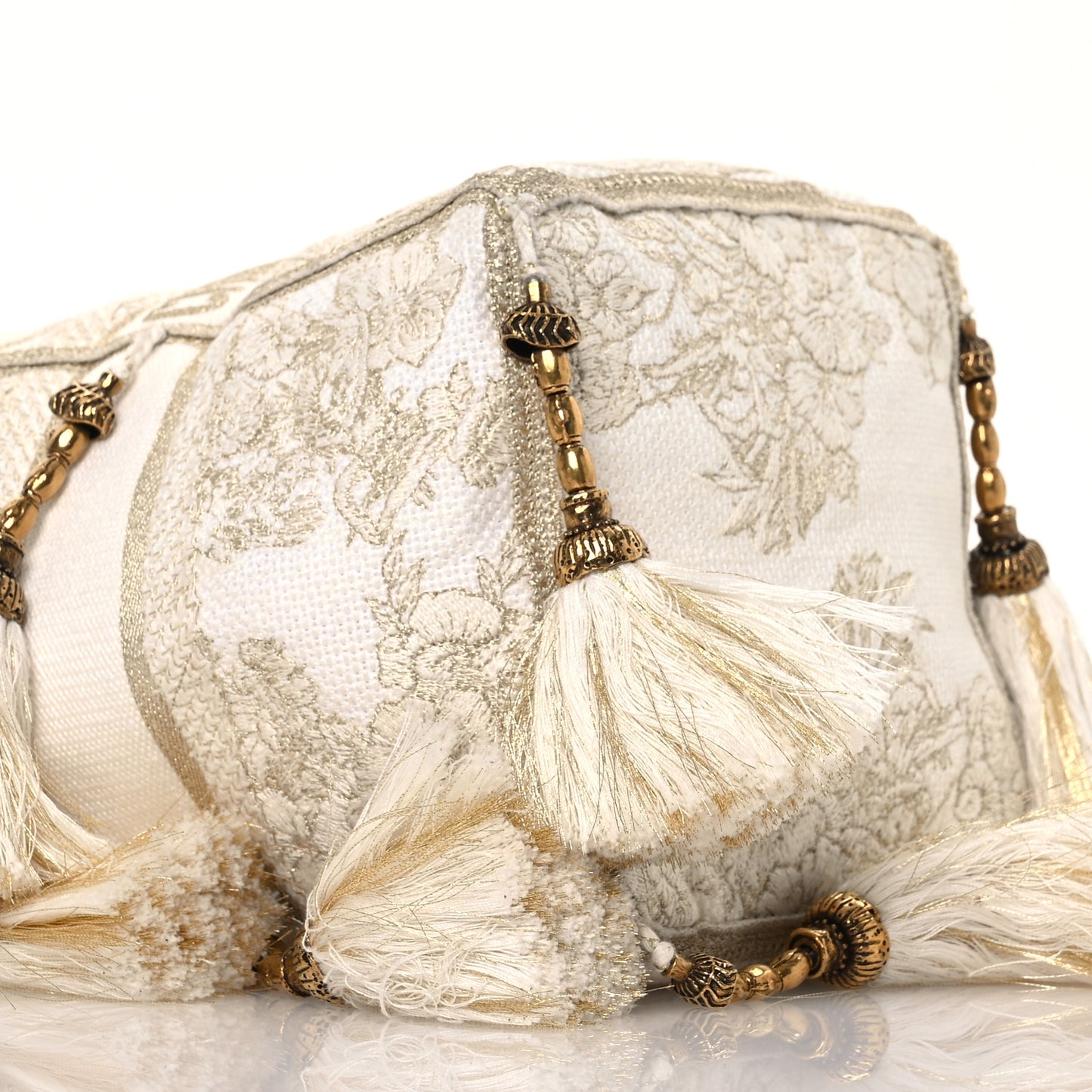 Canvas Embroidered Reve d'Infini Small D-Bubble Bucket Bag Gold