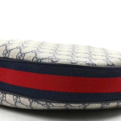 Gucci GG Supreme Monogram Textured Calfskin Web Large Attache Shoulder Bag Beige Blue 8 of 8