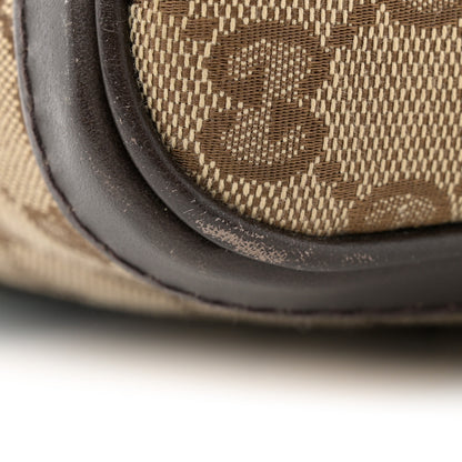 Gucci Monogram Selleria Calfskin Vintage Web Medium Boston Beige Ebony Cocoa 16 of 17