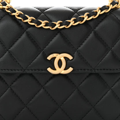 Chanel Lambskin Enamel Quilted Top Handle Flap With Chain Black 8 of 11
