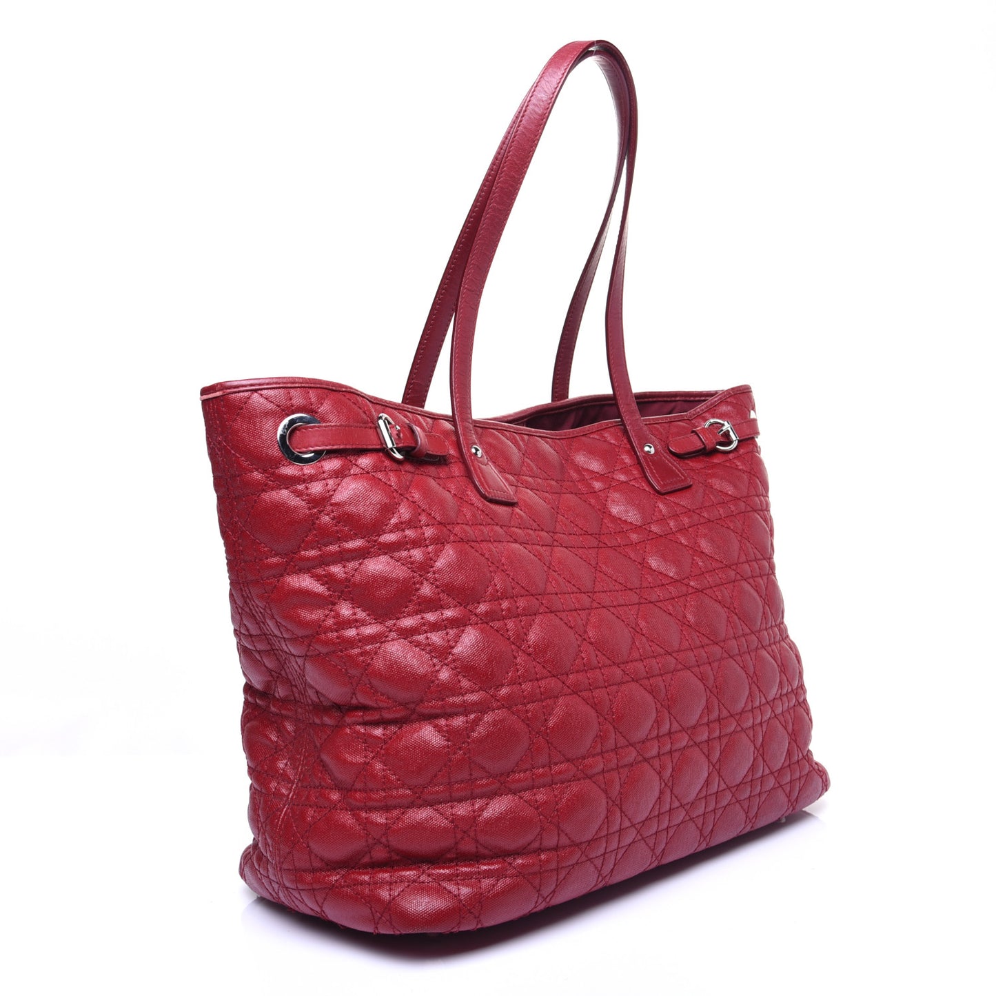 Coated Canvas Cannage Medium Panarea Tote Red