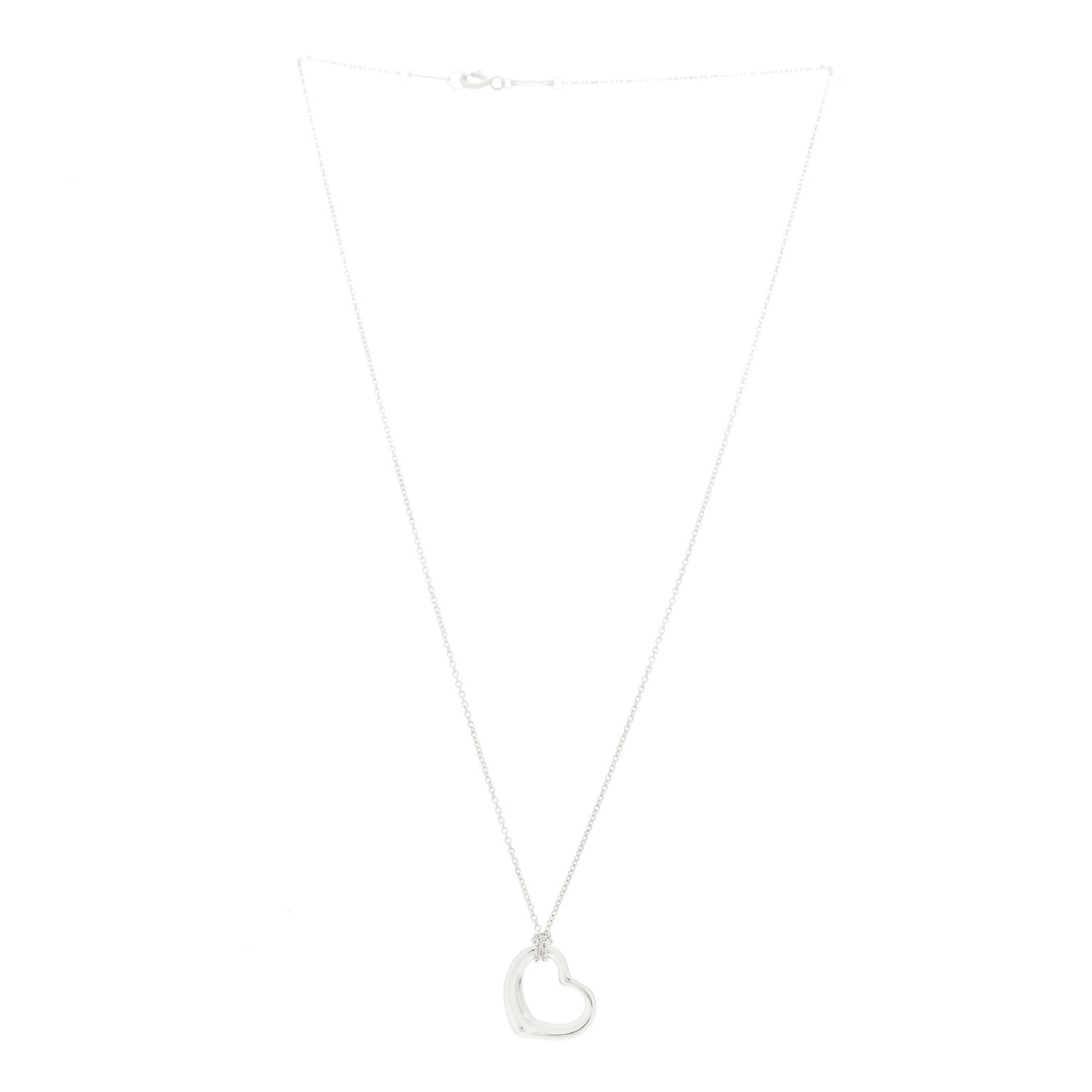 Sterling Silver 16mm Elsa Peretti Open Heart Pendant Necklace