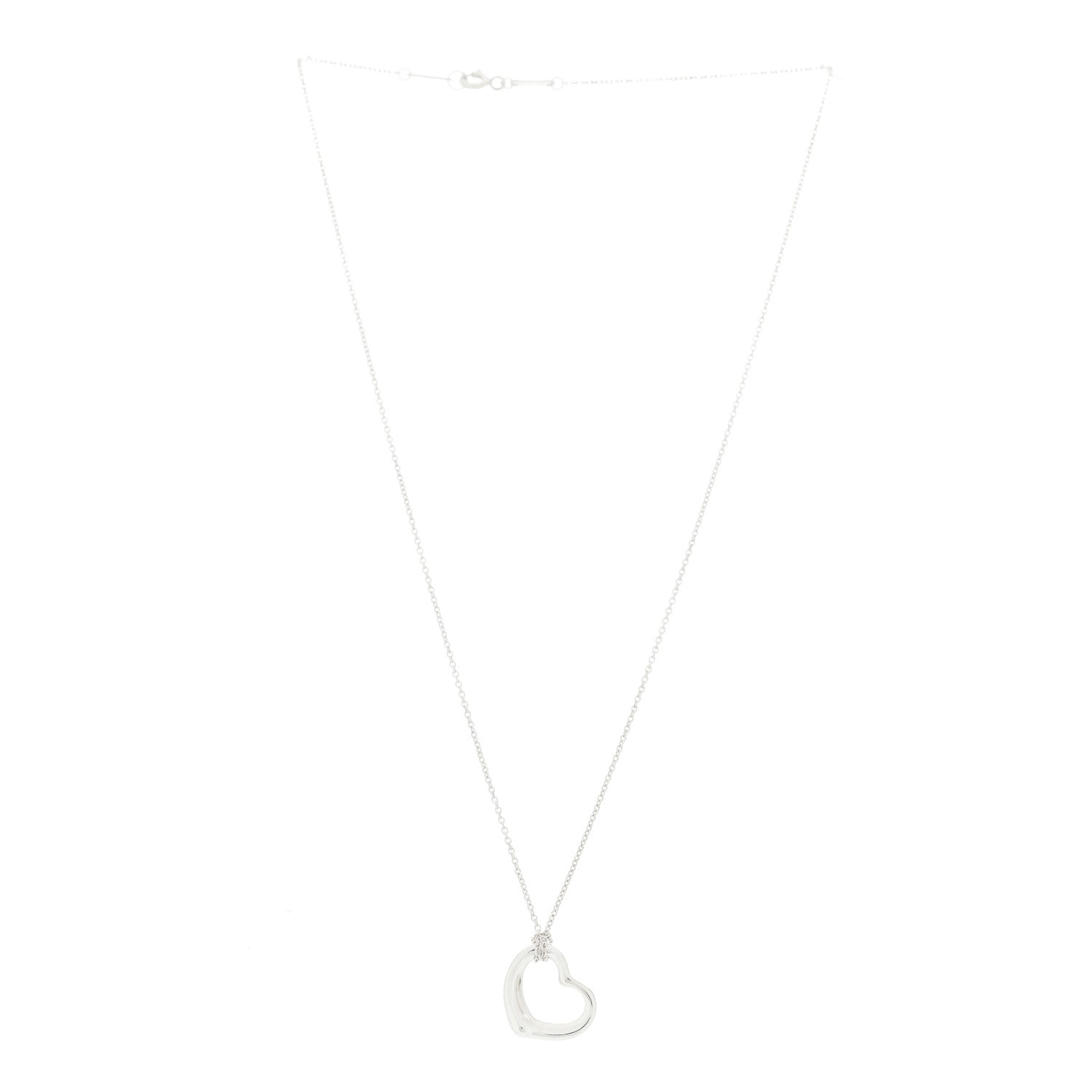 Tiffany Sterling Silver 16mm Elsa Peretti Open Heart Pendant Necklace 3 of 6