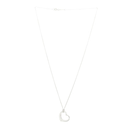 Tiffany Sterling Silver 16mm Elsa Peretti Open Heart Pendant Necklace 3 of 6