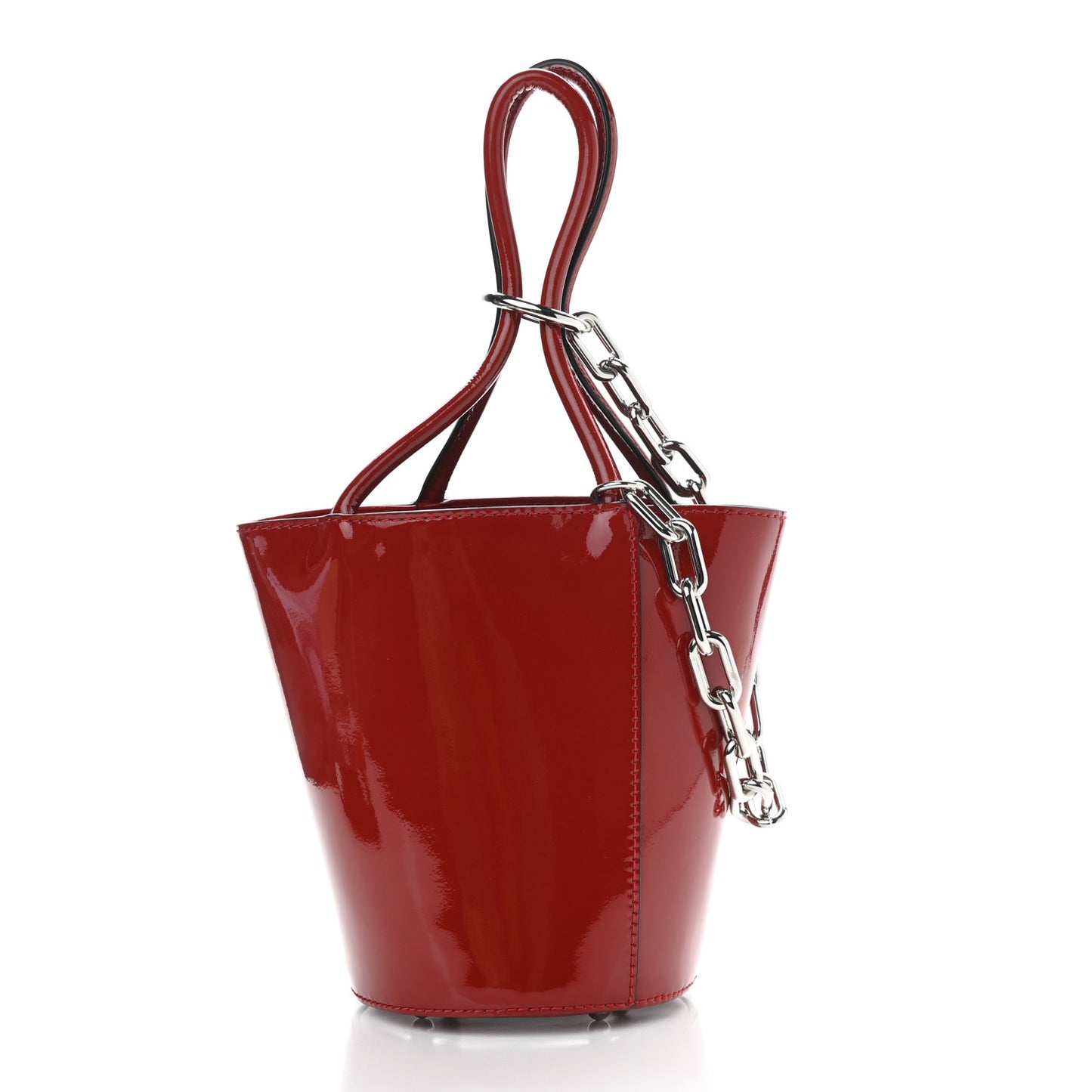 Patent Roxy Mini Chain Bucket Red Silver Hardware