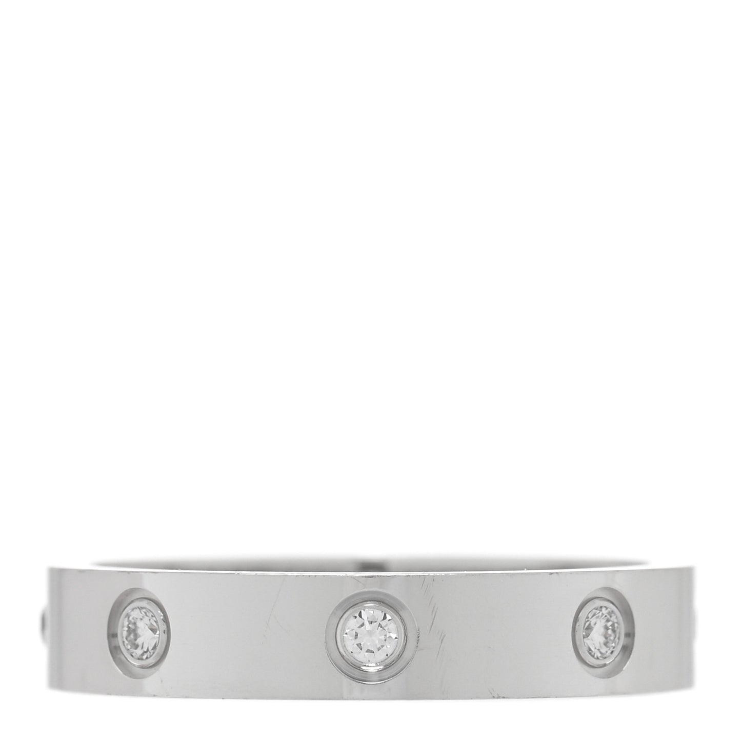 18K White Gold 8 Diamond 4mm Wedding Band LOVE Ring 57 8