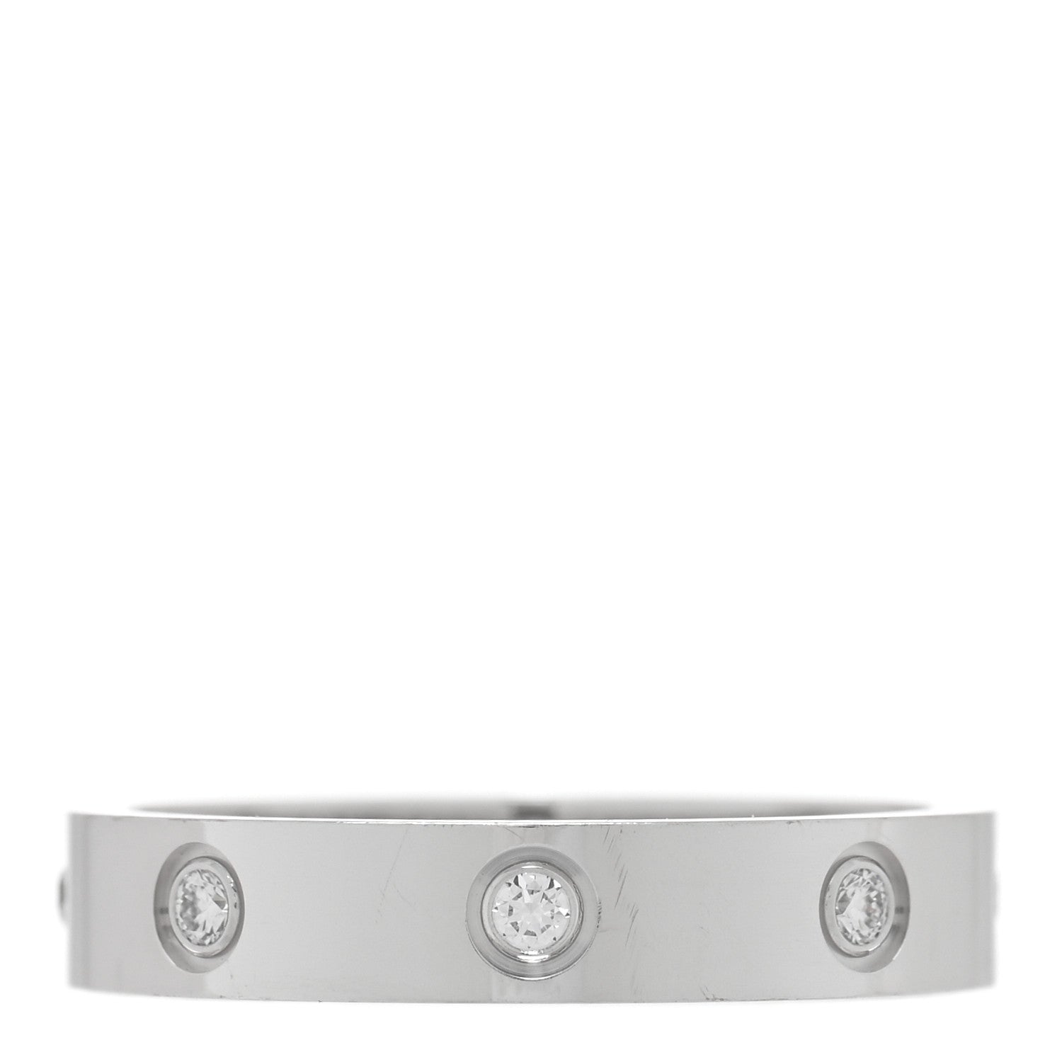 Cartier 18K White Gold 8 Diamond 4mm Wedding Band LOVE Ring 57 8 1 of 5