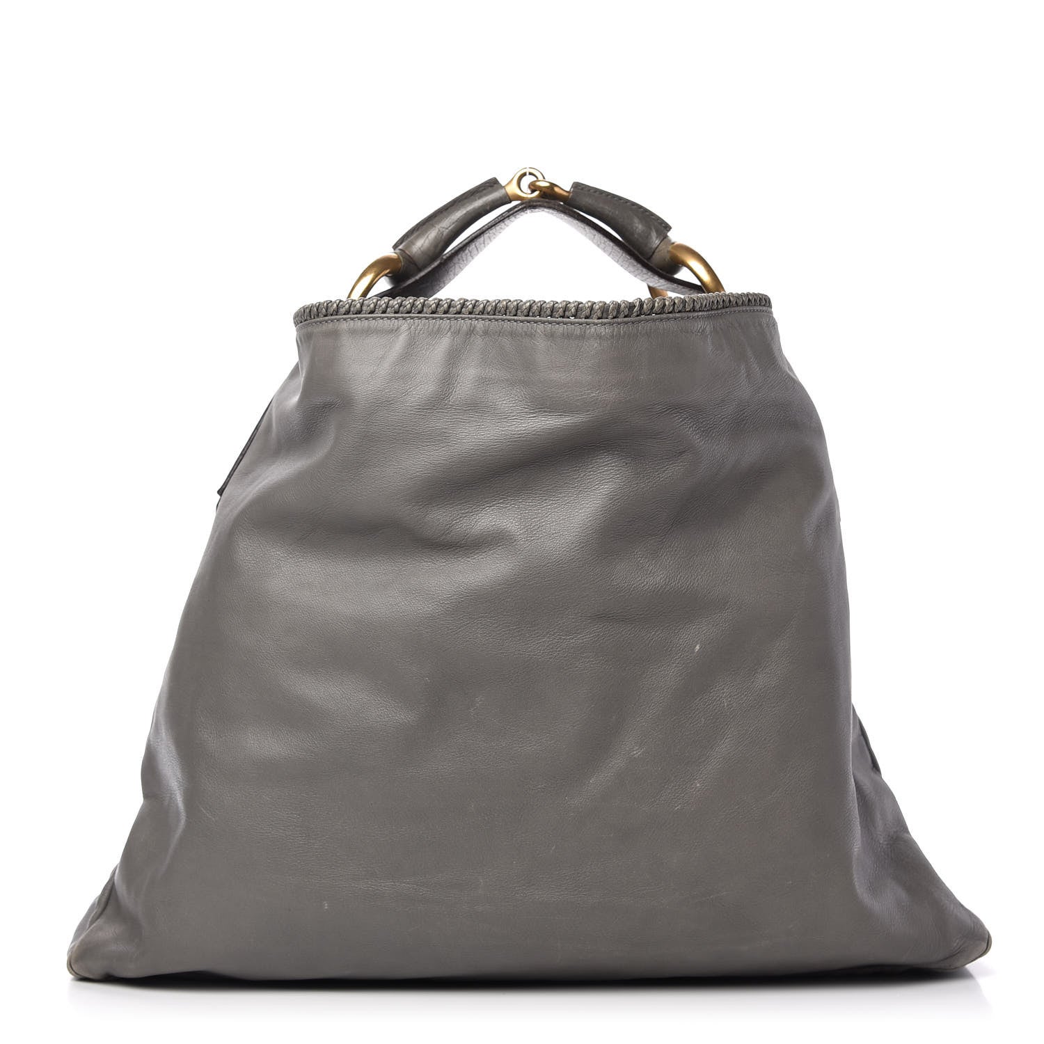 Gucci Calfskin Large Horsebit Chain Hobo Grey 1 of 9