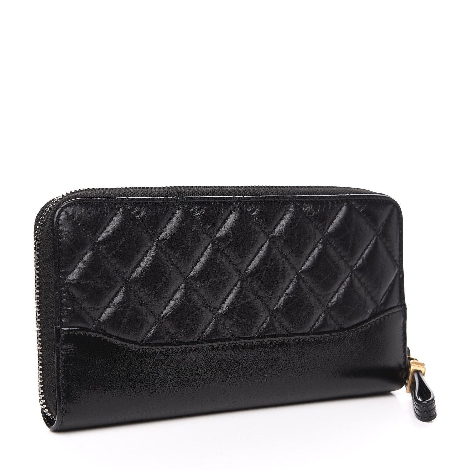 Chanel Aged Calfskin Quilted Small Gabrielle Zip Around Wallet Black 2 of 8