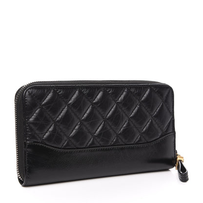 Chanel Aged Calfskin Quilted Small Gabrielle Zip Around Wallet Black 2 of 8