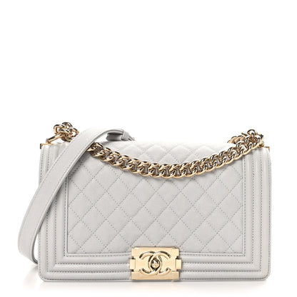 Chanel Caviar Quilted Medium Boy Flap Light Grey 1 of 10